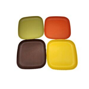 Tupperware 1970's Luncheon Plates fall colors set of 4